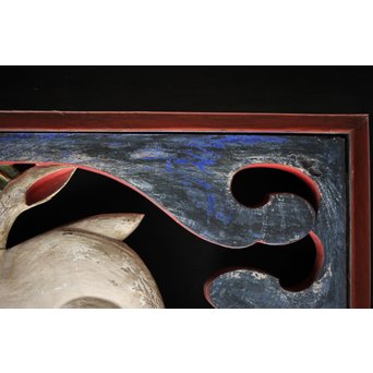 寺院彩色木彫欄間 兎 3枚1組　R0086 