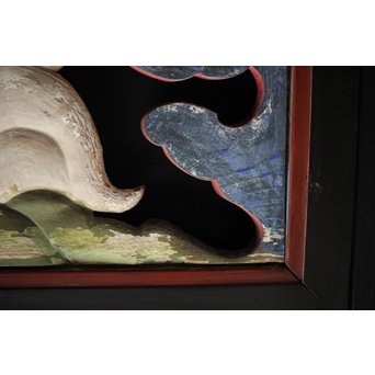 寺院彩色木彫欄間 兎 3枚1組　R0086 