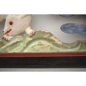 寺院彩色木彫欄間 兎 3枚1組　R0086 