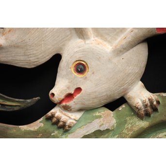 寺院彩色木彫欄間 兎 3枚1組　R0086 