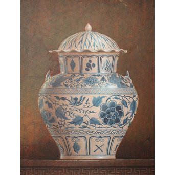 リアリズム油彩 8号キャンバス 元染付中国美術 SMサイン　Z249 