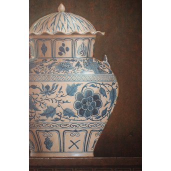 リアリズム油彩 8号キャンバス 元染付中国美術 SMサイン　Z249 