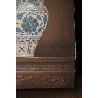 リアリズム油彩 8号キャンバス 元染付中国美術 SMサイン　Z249 