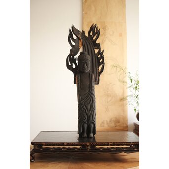 仏教美術 民藝 民仏 木彫不動明王像　X286