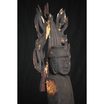 仏教美術 民藝 民仏 木彫不動明王像　X286 