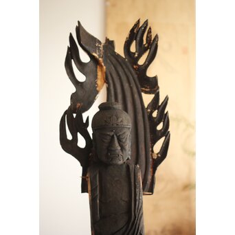 仏教美術 民藝 民仏 木彫不動明王像　X286 