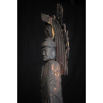 仏教美術 民藝 民仏 木彫不動明王像　X286 