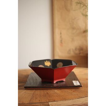 幸阿弥派 高台寺蒔絵 多角菓子鉢　Q269 