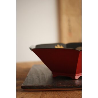 幸阿弥派 高台寺蒔絵 多角菓子鉢　Q269 