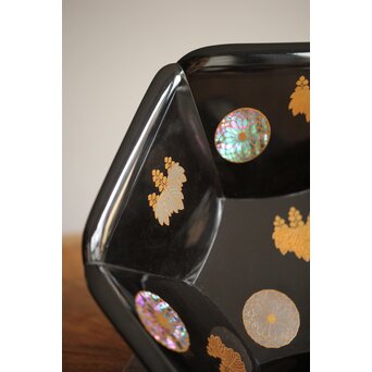 幸阿弥派 高台寺蒔絵 多角菓子鉢　Q269 