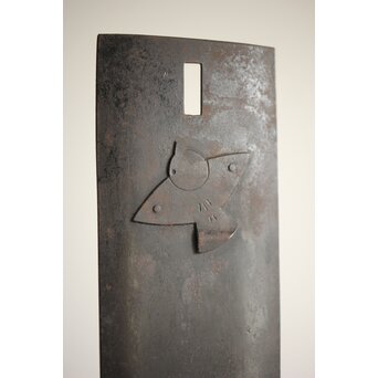 明戈(花押)作 竹雀意匠 鉄垂撥 短冊掛　M251 