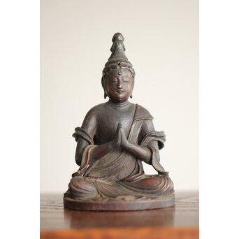 木彫 小観音仏坐像 定(花押)　X287 