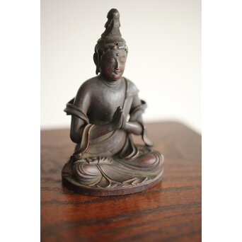 木彫 小観音仏坐像 定(花押)　X287 