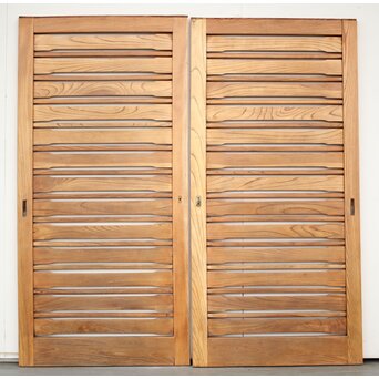 総欅 横格子の引戸 2枚1組　L1048Y B面　こちらには鍵があります