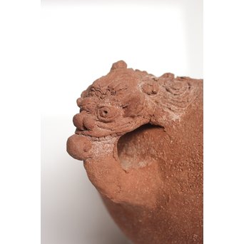 放下庵特山製 獅子耳土器破/やつれ風炉 涼炉 瓶掛　P231 