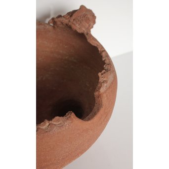 放下庵特山製 獅子耳土器破/やつれ風炉 涼炉 瓶掛　P231 