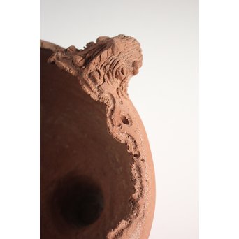 放下庵特山製 獅子耳土器破/やつれ風炉 涼炉 瓶掛　P231 