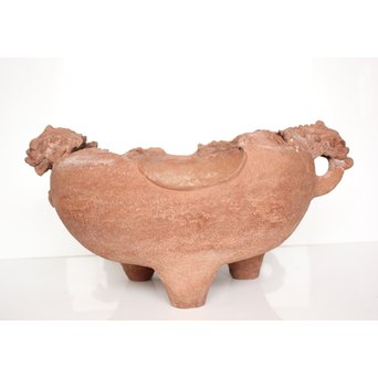 放下庵特山製 獅子耳土器破/やつれ風炉 涼炉 瓶掛　P231 