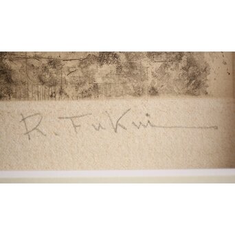 福井良之助 銅版画「窓」 鉛筆サイン 額装　Z252 