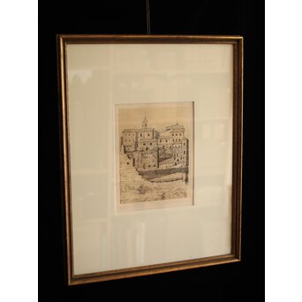 福井良之助 銅版画「窓」 鉛筆サイン 額装　Z252 