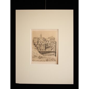 福井良之助 銅版画「窓」 鉛筆サイン 額装　Z252 