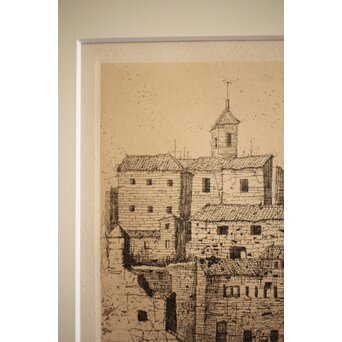 福井良之助 銅版画「窓」 鉛筆サイン 額装　Z252 