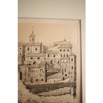 福井良之助 銅版画「窓」 鉛筆サイン 額装　Z252 