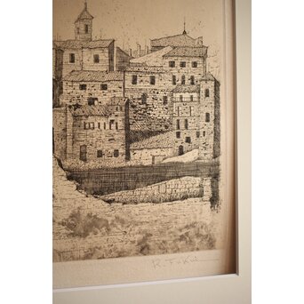 福井良之助 銅版画「窓」 鉛筆サイン 額装　Z252 