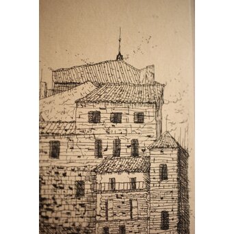 福井良之助 銅版画「窓」 鉛筆サイン 額装　Z252 