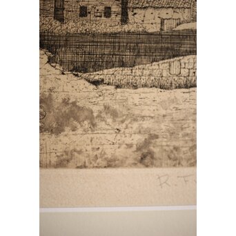 福井良之助 銅版画「窓」 鉛筆サイン 額装　Z252 