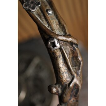 亀文堂 日本梅泉 饕餮紋蓋 象嵌鉄瓶　 M253 