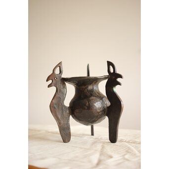 宮田藍堂 蝋型鋳造 うさぎ香炉　M255 