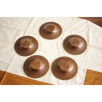 金谷五郎三郎 黄銅鎚起茶托5客　M256 
