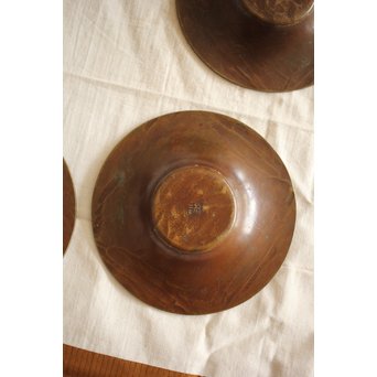 金谷五郎三郎 黄銅鎚起茶托5客　M256 