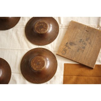 金谷五郎三郎 黄銅鎚起茶托5客　M256 