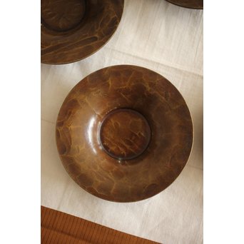 金谷五郎三郎 黄銅鎚起茶托5客　M256 