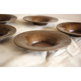 金谷五郎三郎 黄銅鎚起茶托5客　M256 