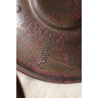 佐渡銅器 精斎作 斑柴銅良寛詩紋茶托5客　M257 