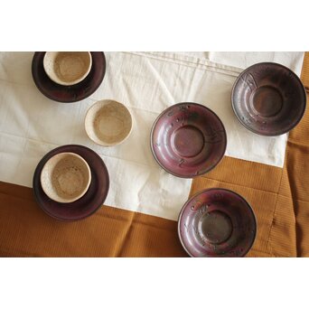 佐渡銅器 精斎作 斑柴銅良寛詩紋茶托5客　M257