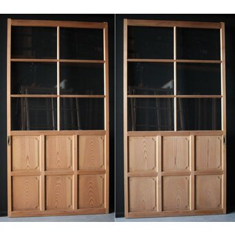 面取欅化粧 両面使いクリアガラス戸 2枚1組　GD0036Y