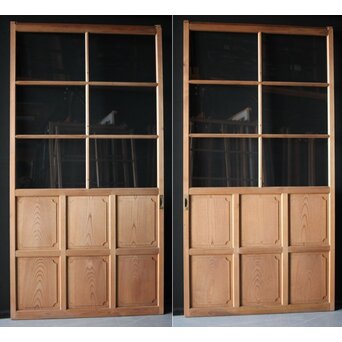 面取欅化粧 両面使いクリアガラス戸 2枚1組　GD0036Y 裏A