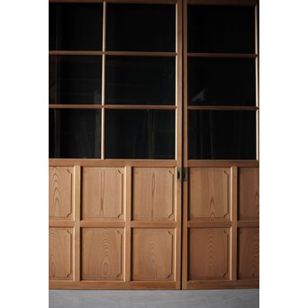 面取欅化粧 両面使いクリアガラス戸 2枚1組　GD0036Y 