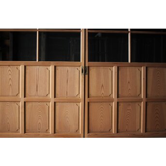 面取欅化粧 両面使いクリアガラス戸 2枚1組　GD0036Y 