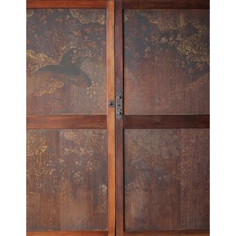 板絵帯戸 孔雀図 2枚1組　B1004Y 