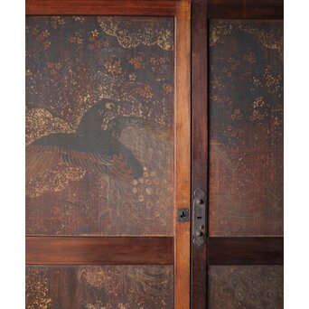 板絵帯戸 孔雀図 2枚1組　B1004Y 