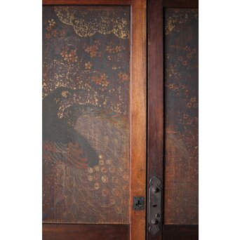 板絵帯戸 孔雀図 2枚1組　B1004Y 