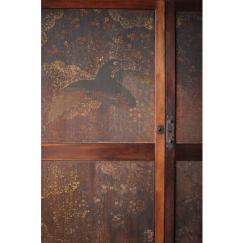 板絵帯戸 孔雀図 2枚1組　B1004Y 