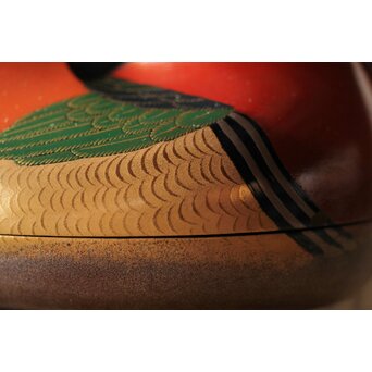 三代 鈴木表朔 鈴木雅也 乾漆鴛鴦香合　Q273 