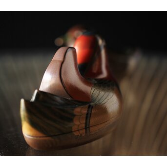 三代 鈴木表朔 鈴木雅也 乾漆鴛鴦香合　Q273 