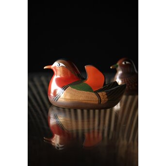 三代 鈴木表朔 鈴木雅也 乾漆鴛鴦香合　Q273 